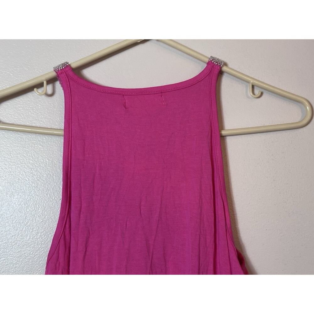 Maner Top Women's Med M Hot Pink Beaded Sleeveless Pleated Neck Keyhole New NWT - Picture 8 of 10